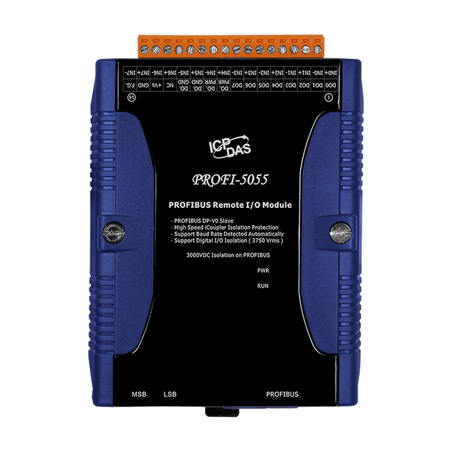 PROFI-5055 PROFIBUS Remote I/O Module with 8-ch Isolated DI & 8-ch Isolated DO