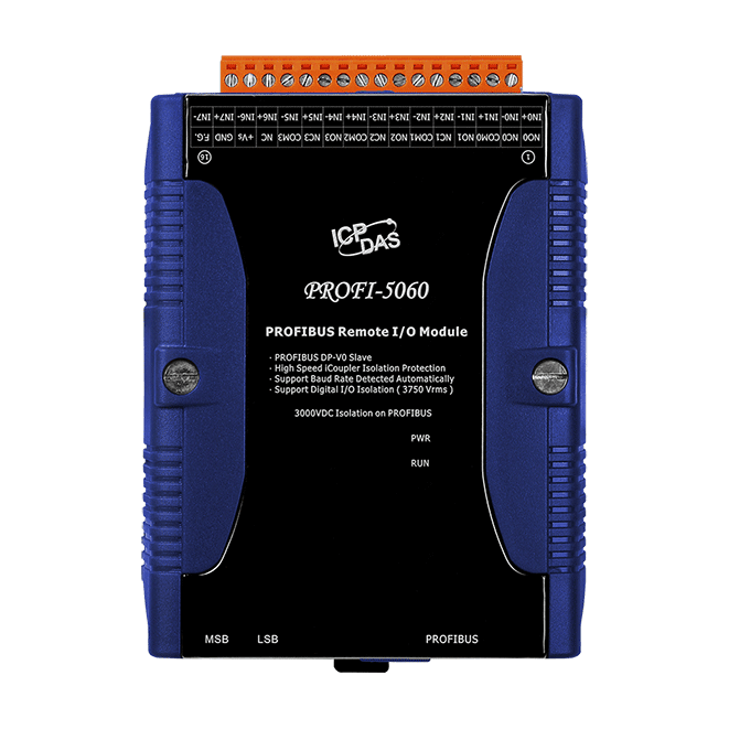 PROFI-5060 PROFIBUS Remote I/O Module with 8-channel Isolated Digital Input & 4-channel Relay Output