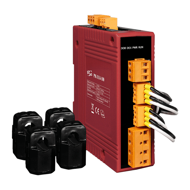 PM-3114-160-MTCP Modbus TCP, 4 loops single-phase Power Meter with two 100A CT (inside diameter 10 mm; wire lead 1.8 m)
