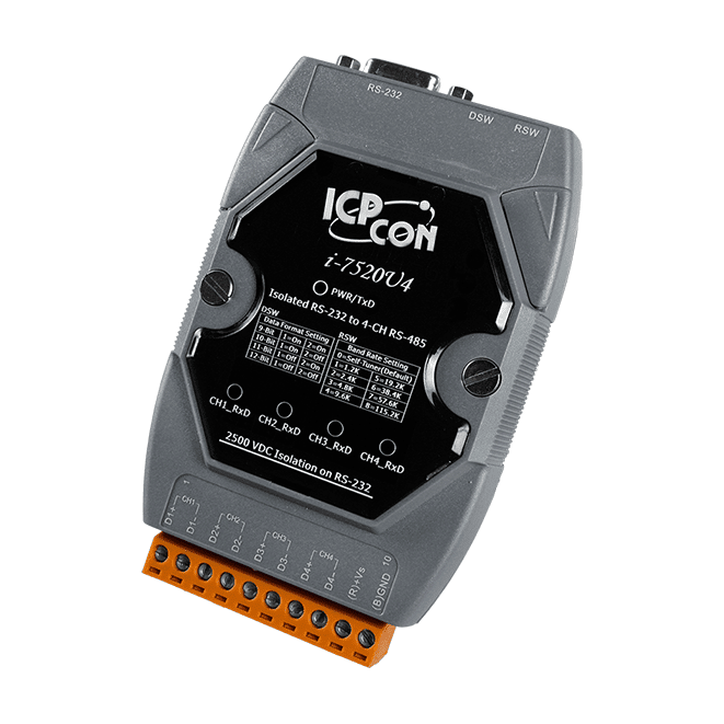 I-7520U4 Isolated RS-232 to 4 Channels RS-485 Active Hub