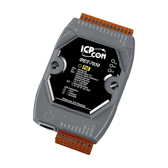 PET-7050 12-channel DI & 6-channel DO with 32-bit Counters PoE Module