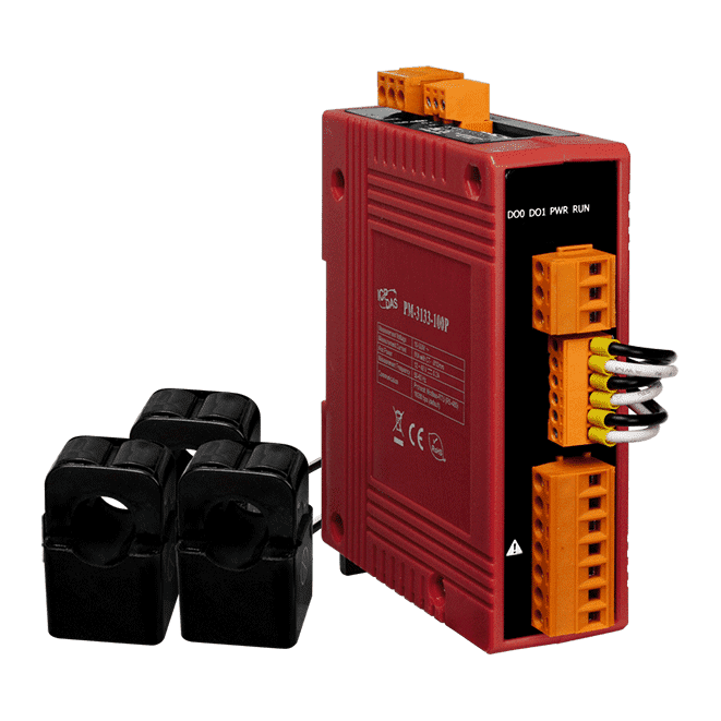 PM-3133-100P-MTCP Modbus TCP, 3-phase power meter; includes 60A CT (Inside diameter 10 mm; wire lead 4 m) x 3