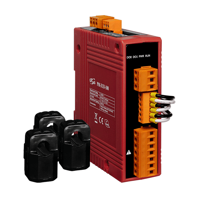 PM-3133-100P-CPS CANopen, 3-phase power meter; includes 60A CT (Inside diameter 10 mm; wire lead 4 m) x 3