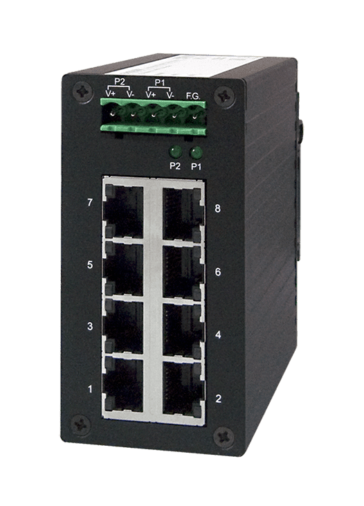 EH2308 8-Port Unmanaged Fast-Ethernet Switch, DIN-Rail mount, Metal housing