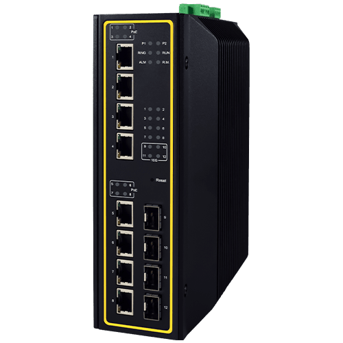 EHG7612-410GSFP 12-Port Managed Gigabit Layer-3 Switch with 8 RJ45 & 4 x 10 Gigabit SFP uplink ports