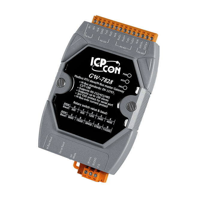 GW-7828 Modbus RTU Slave to M-Bus Master Gateway