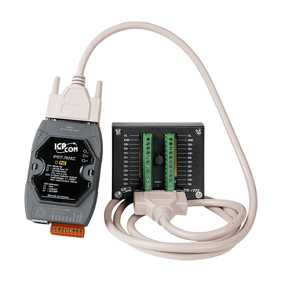 PET-7018Z/S2 10-ch Thermocouple Inputs & 6-ch DO PoE I/O Module with Daughter board & 1.8 m cable