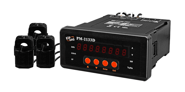 PM-2133D-100P-MTCP 3-phase Smart Power Meter with includes 60A CT (Inside diameter 10 mm; wire lead 4 m) x 3, LED Display & Modbus TCP interface