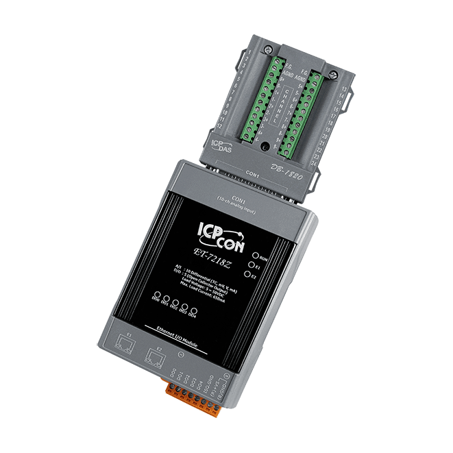 ET-7218Z/S Ethernet I/O Module with 2-port Ethernet Switch with 10-ch Thermocouple Inputs & 3-ch DO