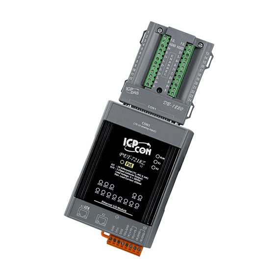 PET-7218Z/S PoE Ethernet I/O Module with 2-port Ethernet Switch with 10-ch Thermocouple Inputs & 3-ch DO