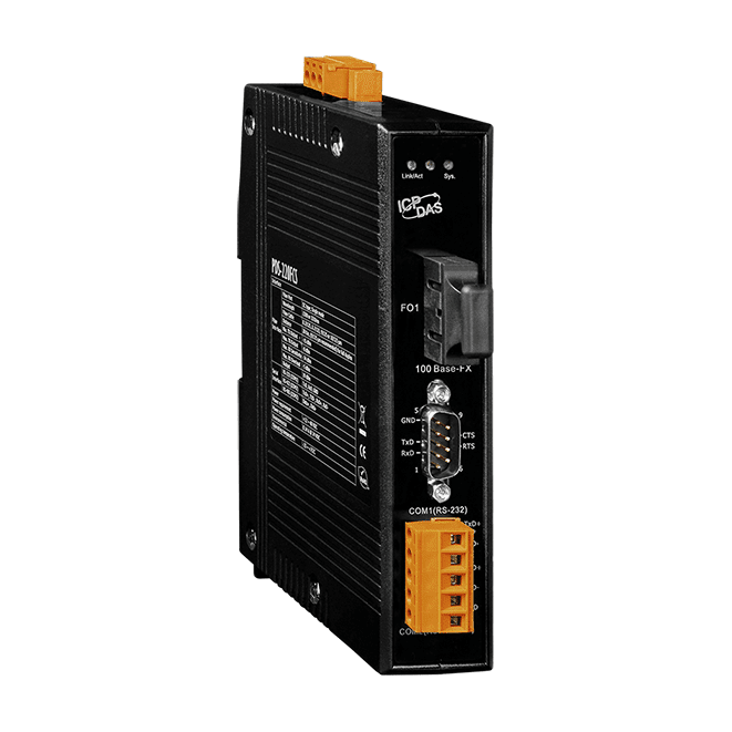PDS-220FCS Programmable (1x RS-232 and 1x RS-422/485) Serial-to-Fiber Device Server with Modbus Gateway & 1-port Single-mode SC Fiber (30 km)