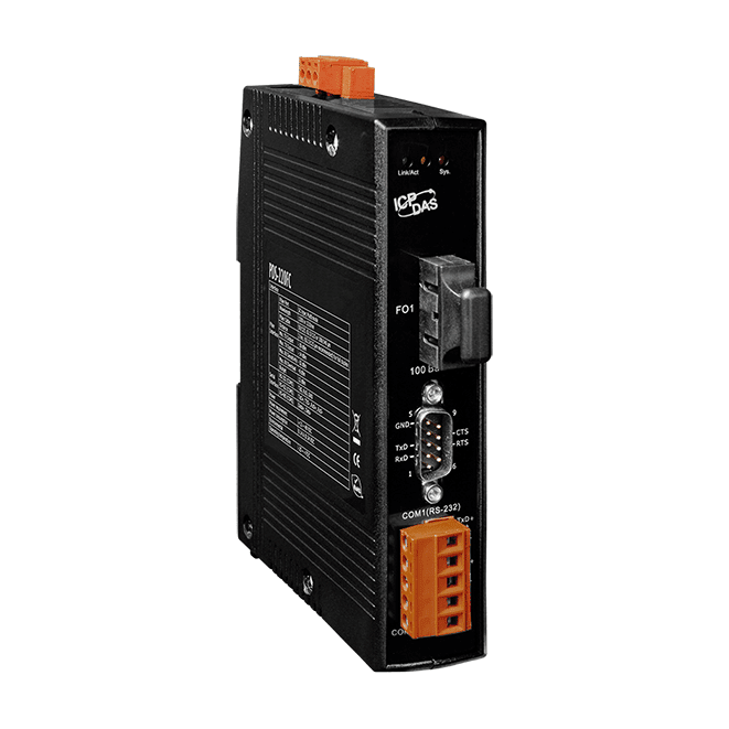 PDS-220FC Programmable (1x RS-232 and 1x RS-422/485) Serial-to-Fiber Device Server with Modbus Gateway & 1-port Multi-mode SC Fiber (2 km)