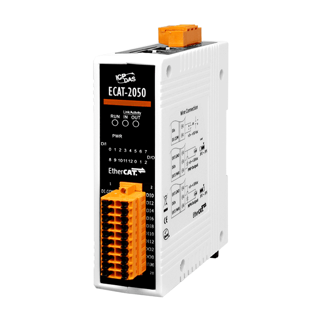 ECAT-2050 EtherCAT Slave I/O Module with Isolated 13-ch DI and 4-ch DO