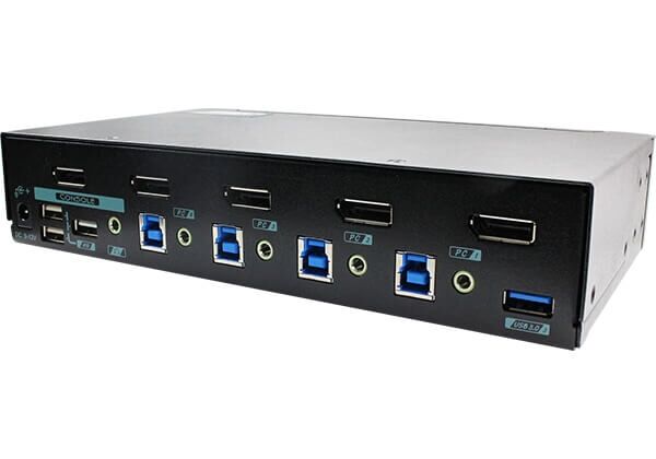 PAAG-E3114B 4 Ports 8K DisplayPort 1.4 KVM Switch With USB 3.2 Gen 1, Audio, Hotkey Control
