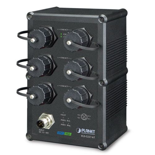 IGS-5227-6T Industrial IP67-rated 6-Port 10/100/1000T Managed Ethernet Switch (-40~75 degrees C)
