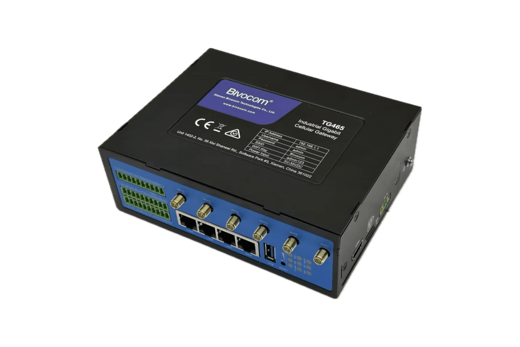 TG465-LF 4G LTE Edge Gateway with 4-GbE, 1-RS232, 6-RS485, 3-DI, 2-Relay output, 1-USB & 1-TF