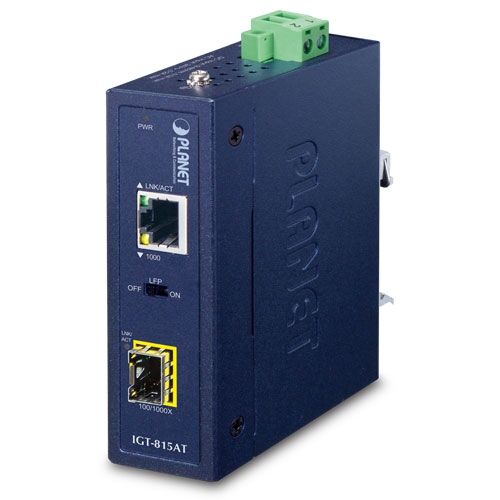 IGT-815AT Industrial Compact 100/1000BASE-X to 10/100/1000BASE-T Media Converter
