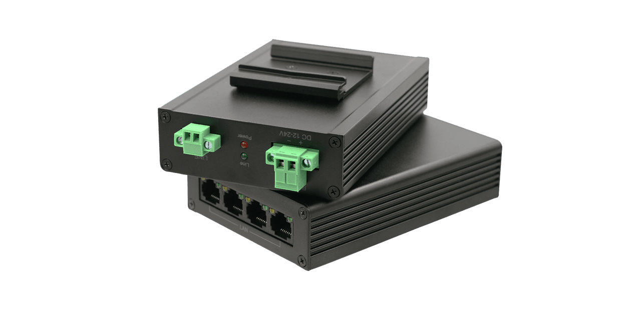 OT-PLC604-TL 4-Ch Din-rail Ethernet Extender over 2-wire up to 600m with Built-in Switch Function