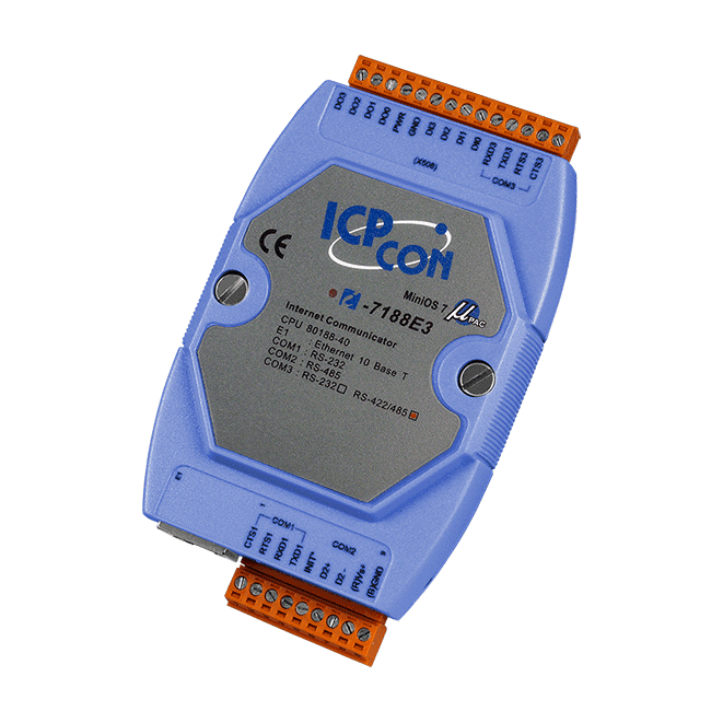 I-7188E3 Programmable Ethernet to 3x serial ports converter (1x RS-232, 1x RS-422 and 1x RS-485)