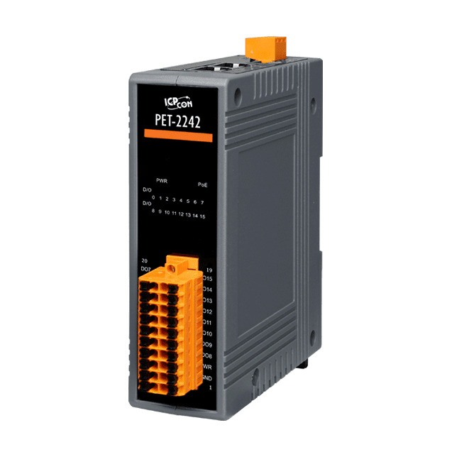 PET-2242 PoE Ethernet I/O Module with 16-ch Sink-type DO