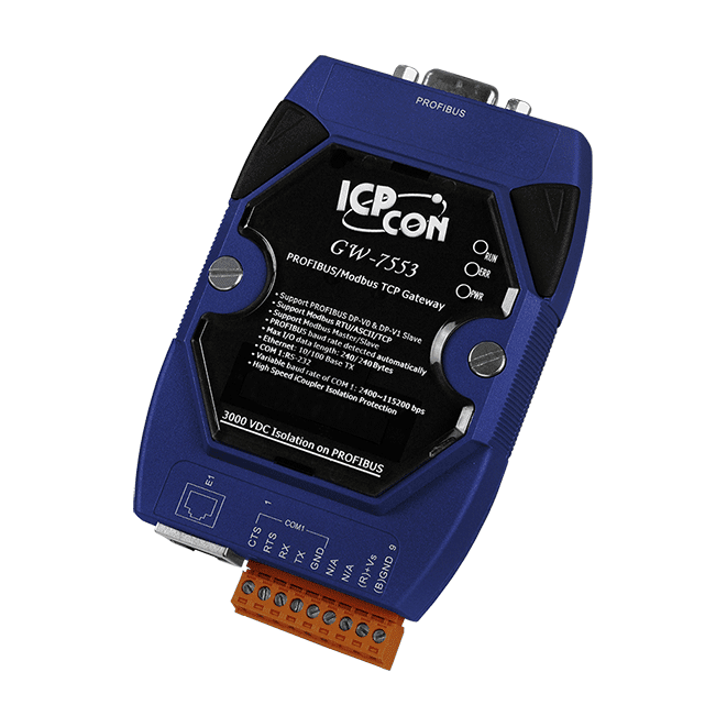 GW-7553-B PROFIBUS to Modbus TCP Gateway (with plastic case)