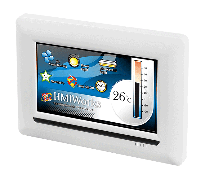 TPD-433-H-EU 4.3" Touch HMI Device with 1 x RS-485, Ethernet (PoE), Suitable for the European 86 x 86 mm Outlet Box