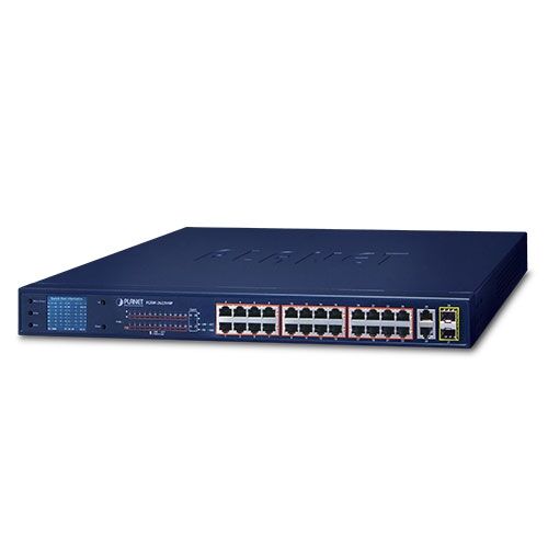 FGSW-2622VHP 24-Port 10/100TX 802.3at PoE + 2-Port Gigabit TP + 2-Port SFP Ethernet Switch with LCD PoE Monitor