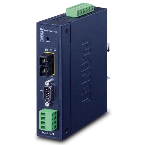 ICS-2102T Industrial 1-port RS232/422/485 Serial Device Server with 1 x 100FX SC, MM/2km (-40 ~ +75°C)