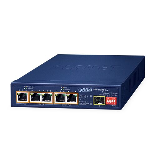 BSP-115HP-5A 5-Port Unmanaged Hybrid PoE Solar PoE Switch with 1-Port 1000X SFP