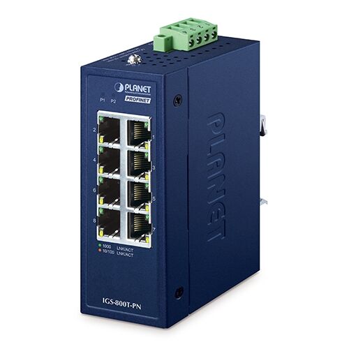 IGS-800T-PN Compact Industrial 8-port 10/100/1000T PROFINET Switch (-40~75 degrees C operating temperature)