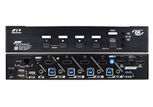 QSBM-3214 True 4K 4x2 HDMI Matrix KVM Switch with Seamless Switching, Mouse Roaming, Scaler & Full-Frame PBP function