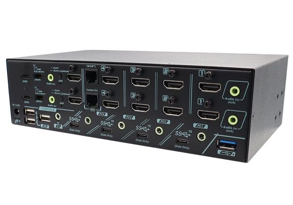 MKAG-8KT3124 4 Ports 8K HDMI Dual Monitor KVM Switch with USB 3.2 Gen 2, HDCP Engine, EDID Management, Serial Control , Audio Embed/Extract