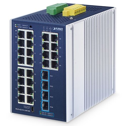 IGS-4215-24T4X Industrial L2+ 24-Port 10/100/1000T + 4-Port 10G SFP+ Managed Ethernet Switch