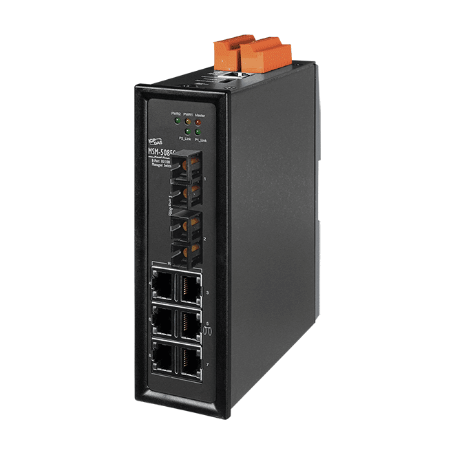 MSM-508FC-T 8-port Industrial Ethernet Layer 2 Managed Switch with 2-Fiber Port (Multi-mode, SC Connector)