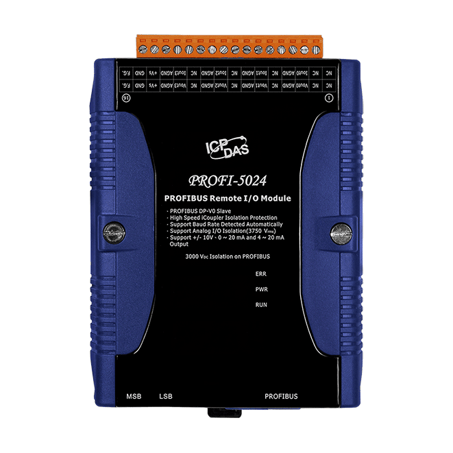 PROFI-5024 PROFIBUS Remote I/O Module with 4-channel Isolated Analog Voltage & Current Output