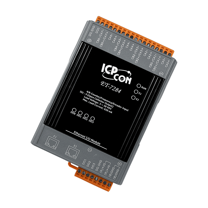 ET-7284 Ethernet I/O Module with 2-port Ethernet Switch, 4/8-ch Counter/Frequency/Encoder Input & 4-ch DO