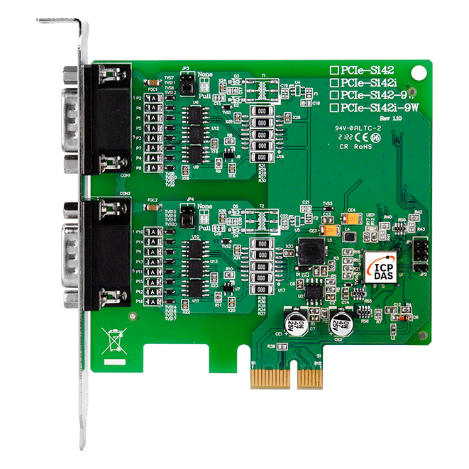 PCIe-S112i PCI Express, Serial Communication Board with 2 Isolated RS-232 ports