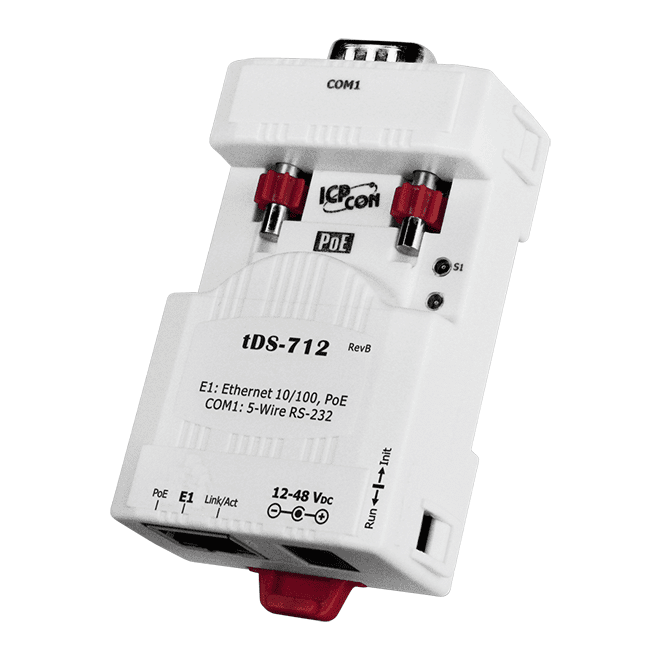 tDS-712 Tiny (1x RS-232, DB9 Male) Serial-to-Ethernet Device Server with PoE