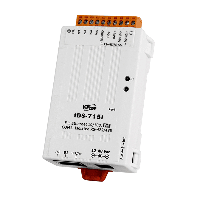 tDS-715i Tiny (1x Isolated RS-422/485) Serial-to-Ethernet Device Server with PoE