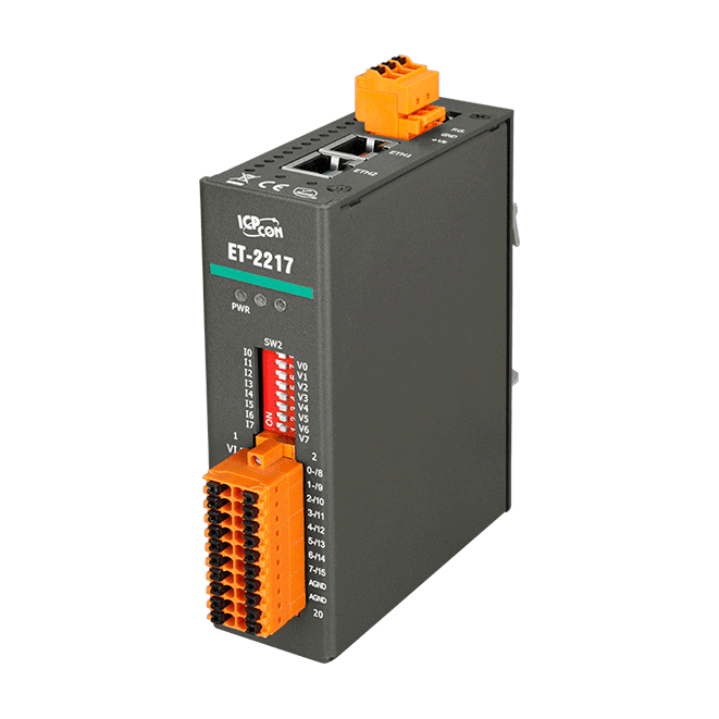 PET-2217 Ethernet I/O Module with 8/16-ch Analog Input Channel with PoE function