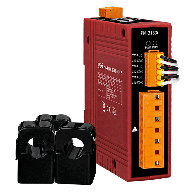 PM-3133i-160P-MTCP Modbus TCP, Isolated 3-phase power meter; includes 100A CT (Inside diameter 16 mm; wire lead 4 m) x 3