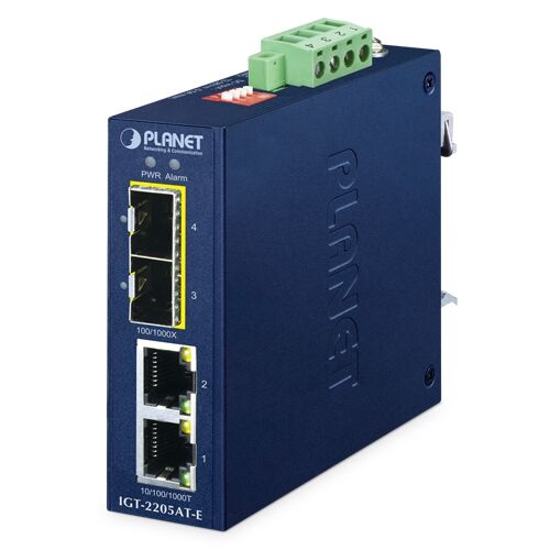 IGT-2205AT-E Industrial Compact 2-Port 10/100/1000BASE-T to 2-Port 100/1000BASE-X SFP Media Converter