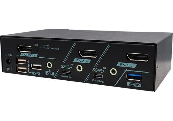 PKAG-GT3112 2 Ports True 4K DisplayPort KVM Switch with USB 3.2 Gen 2, HDCP Engine, EDID Management, Audio