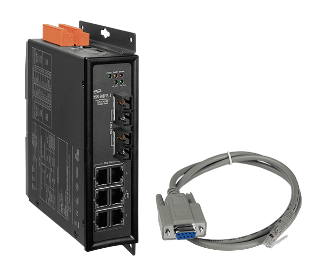 MSM-508FCS-T 8-port Industrial Ethernet Layer 2 Managed Switch with 2-Fiber Port (Single-mode, SC Connector)
