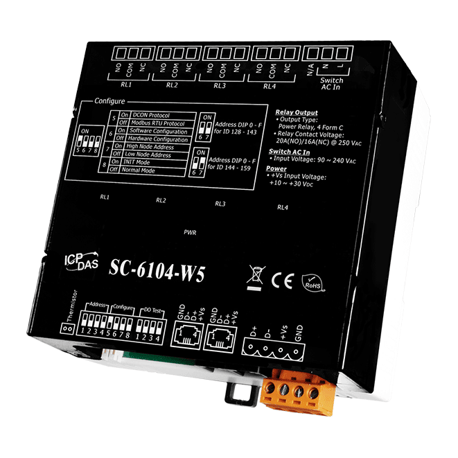 SC-6104-W5 1-channel AC Digital Input & 4-channel Relay Output Lighting Control Module