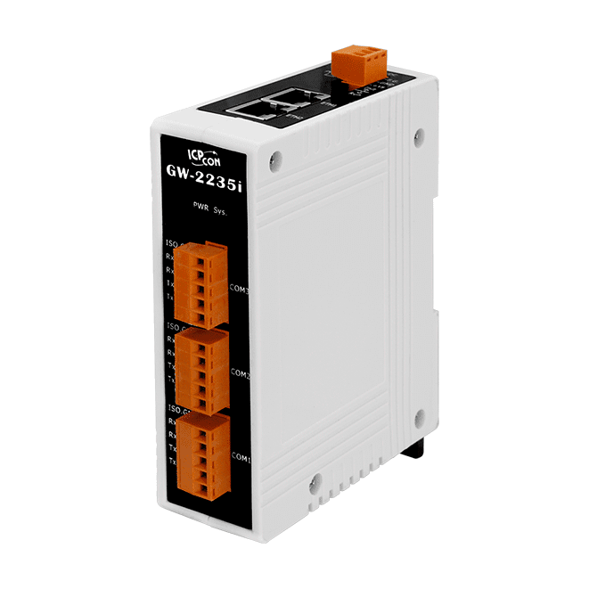 GW-2235i Modbus/TCP to RTU/ASCII Gateway with 2-port Ethernet switch & 3 Isolated RS-422/485 Ports