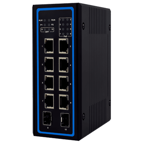 EHG6410-8PoE-2SFP-D-24V 10-Port Unmanaged Gigabit Ethernet Switch with 2 100/1000 SFP,8 PoE, 12~48VDC PoE booster