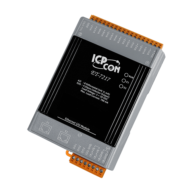 ET-7217 Ethernet I/O Module with 2-port Ethernet Switch, 8-ch RMS Input & 4-ch DO