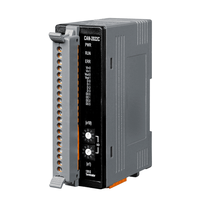 CAN-2022C CANopen Slave Module with 2-channel Isolated AI, 2-channel Isolated AO, 4-channel Isolated DI & 4-channel Isolated DO