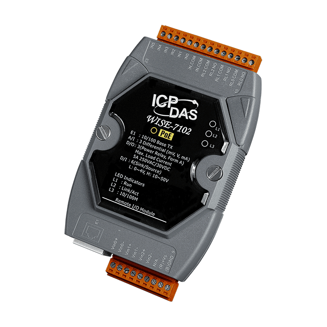 WISE-7102 Intelligent I/O Module with 3-ch AI, 6-ch DI and 3-ch Power Relay